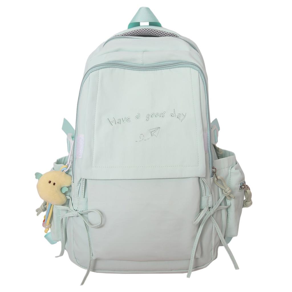 Schoolbag Japanese Style Light Solid Color Backpack Outdoor Travel Large Capacity Backpack Casual Versatile College Student Commuting Schoolbag