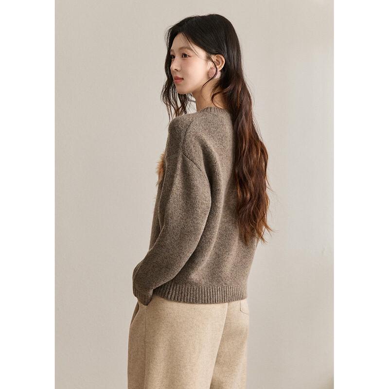 MISHOW Women's Faux Mink Pony Knit Pullover Sweater