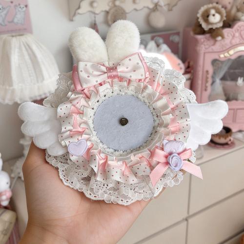 5.8cm Creative Design Kawaii Badge Pin Displaying Holder Sweet Lace Star Protector with Lanyard Fashoin Badge Clip Cover Case