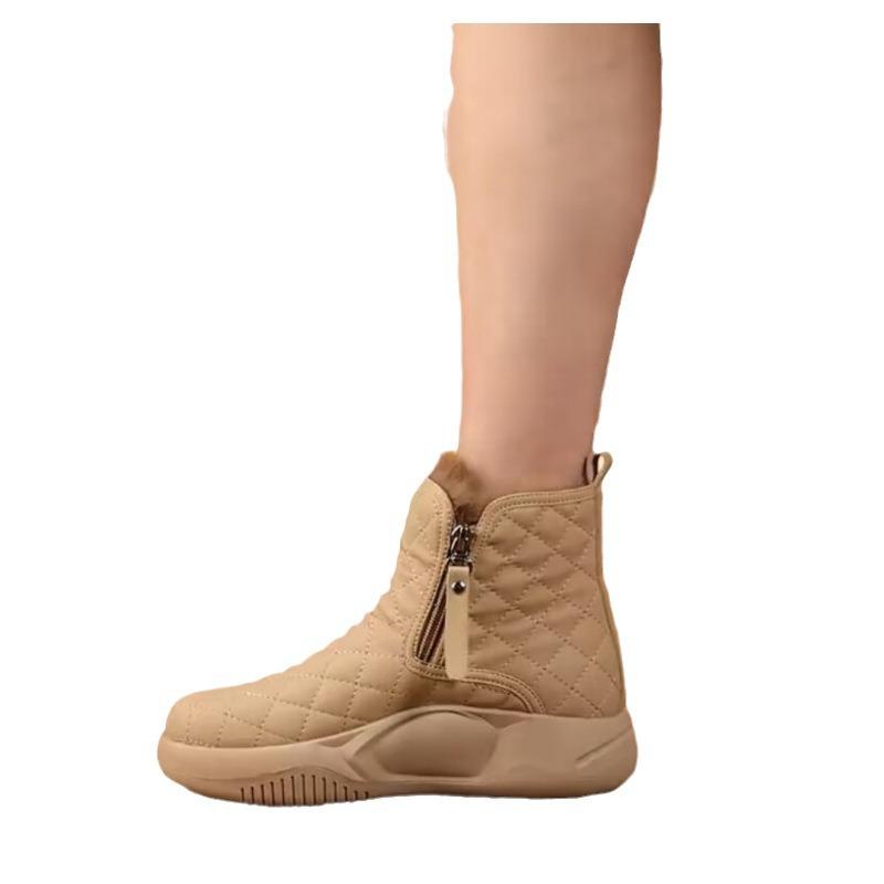 Fleece Thickened Cotton Shoes Women's Winter New Thick-soled Snow Boots Women's Fashion Flat-bottomed Non-slip Short Boots Women