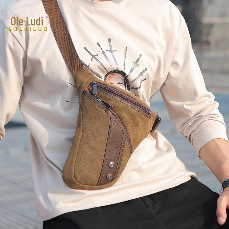 Pánská retro plátěná taška na nohu - Odolná taška přes rameno a messenger