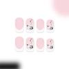 Press On Nail Short Square False Nail French Tip Flower Nail Manicure Decoration Nail Art Accesories For Women 24Pcs