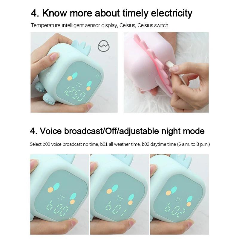 Night Light Cute Expression Alarm Clock Child Alarm Clock Voice Controlled Light Multifunctional For Home Thermometer