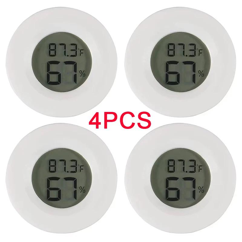 2/4 Pcs Mini Hygrometer Thermometer Fahrenheit or Celsius Meter Digital LCD Monitor Indoor Room Round Humidity Temperature Gauge