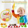 UMU Fruit Cutting Toy Wooden Montessori Educational Wooden Toy Fruit Candy Food Storage Bag Miniature Food Birthday Gift for Boys and Girls Ages 6