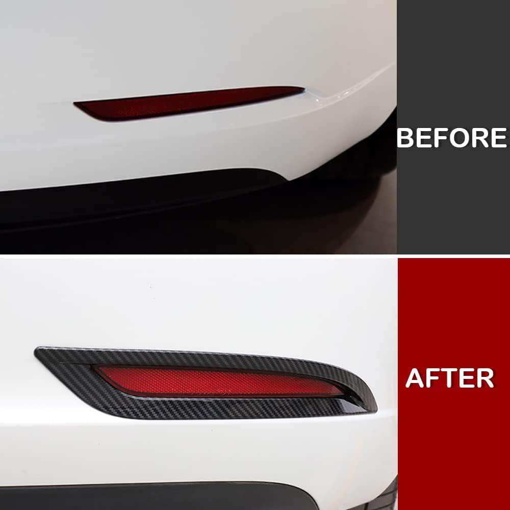 Kadore pro Tesla Model 3 2018-2020 Kryty lišt pro oblast mlhových světel s vzorem uhlíkových vláken na zadním nárazníku (Nehodí se pro žádný jiný model Tesly) 2 ks
