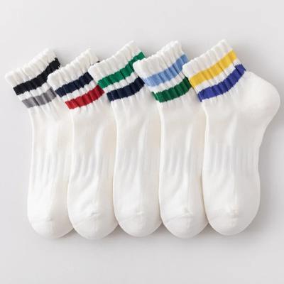 New Colorful Striped Cotton Breathable Short Sports Socks Outdoor Cycling Running Basketball Socks Fashion Couple Socks