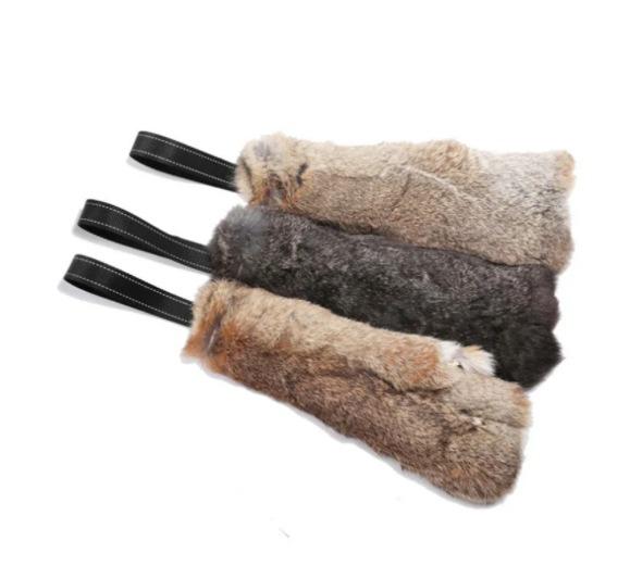 Produit pour animaux de compagnie Tissu à mordre pour chien, Jouets à tirer Manchon à mordre Produit d'entraînement pour chiot Peau de lapin (natural,30cm&Training Stakes) naturel