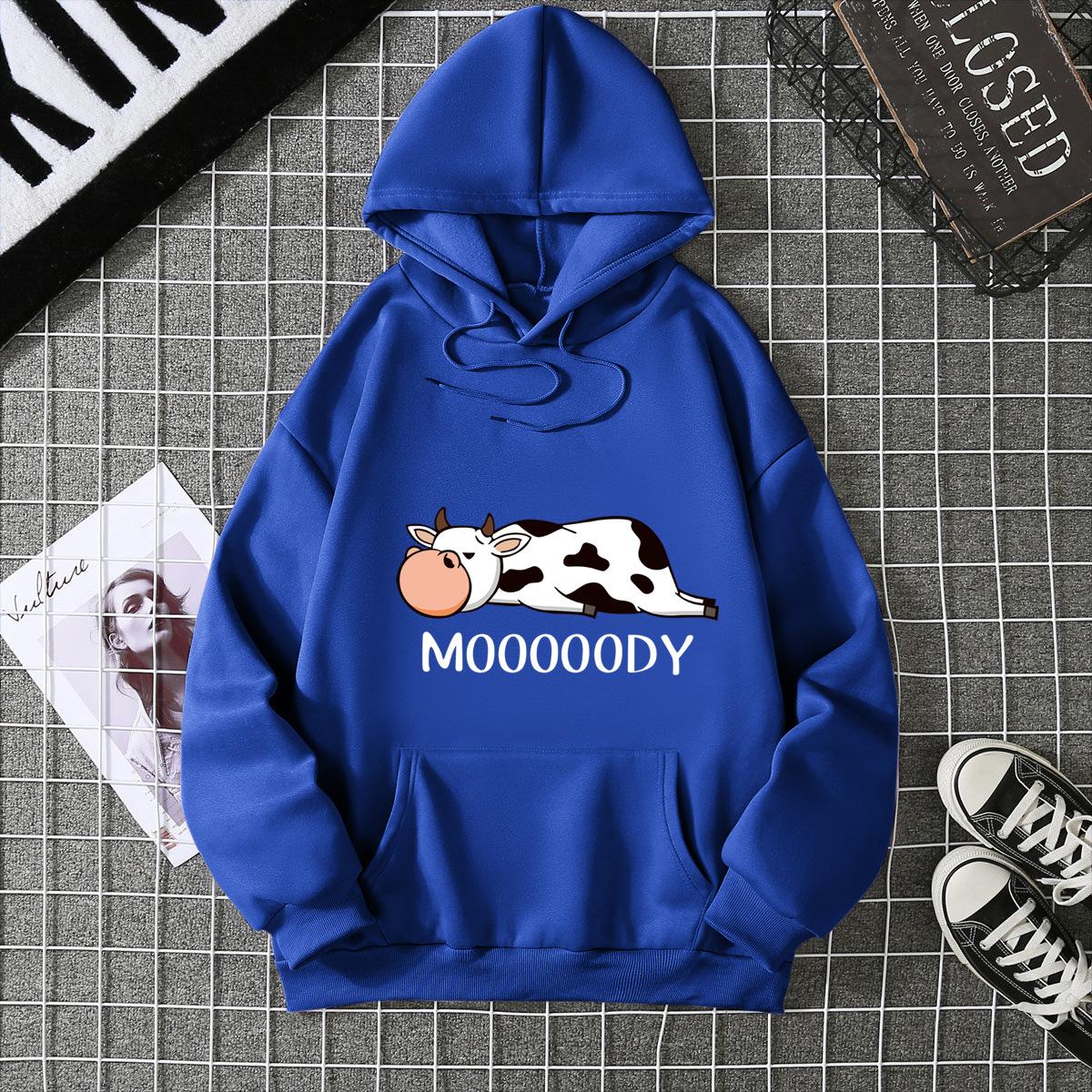 

Large size hooded sweater women s 2025 autumn new loose cow print fleece casual jacket 5xl