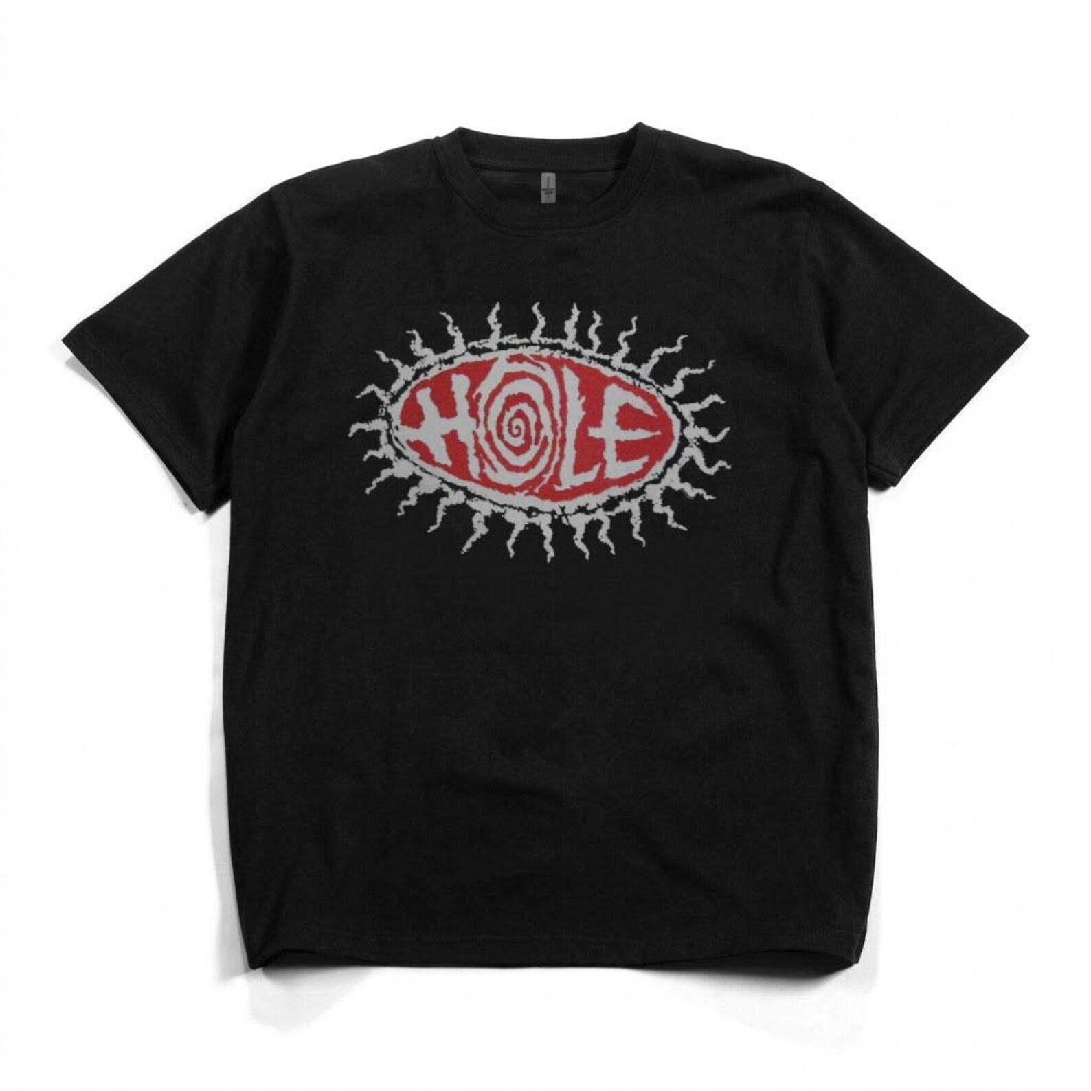 HOLE Band T-Shirt, 90s Retro Graphic Tee, Oversized Streetwear Unisex Cotton Shirt S