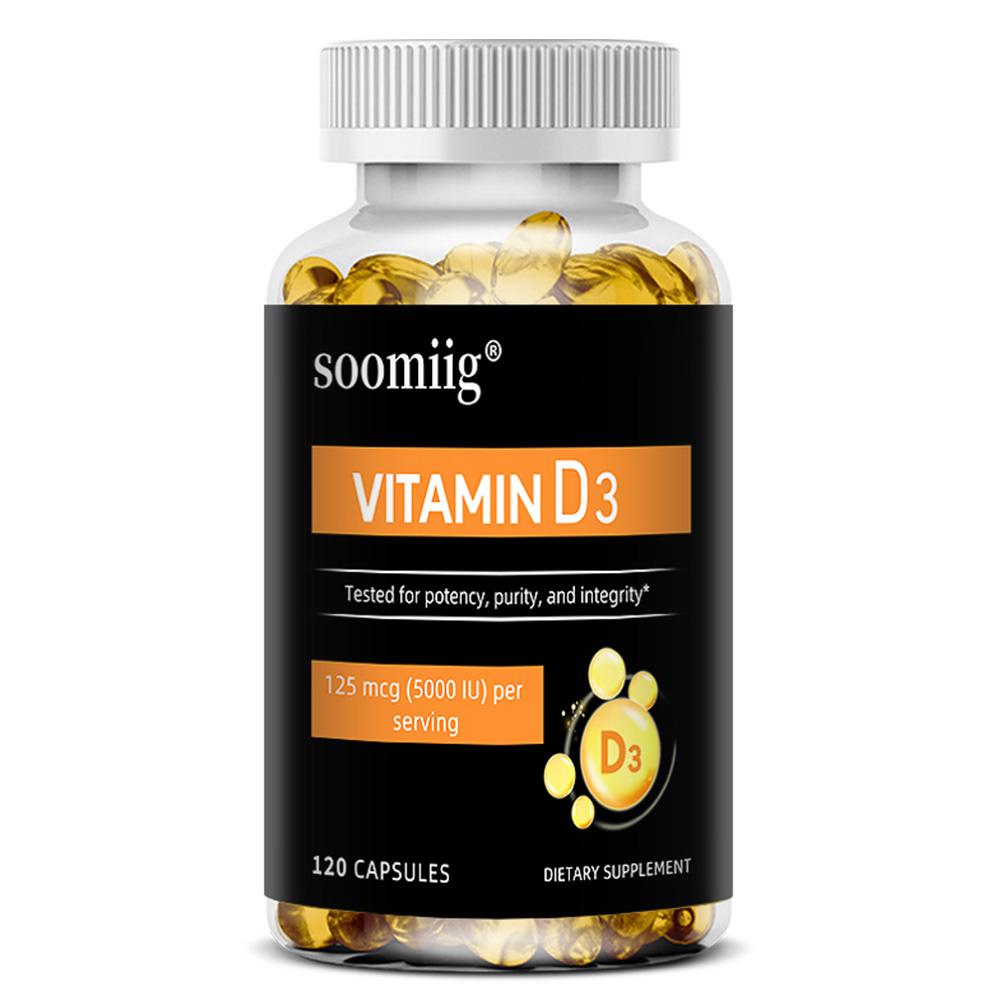 Vitamin D3 125mcg (5000 IU) Capsule 120 Count Dietary Supplement
