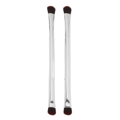 2pcs Soft Hair Eyeshadow Brush Set Silver Double Ended Eyelid Makeup Brush Cosmetic Tool for Women