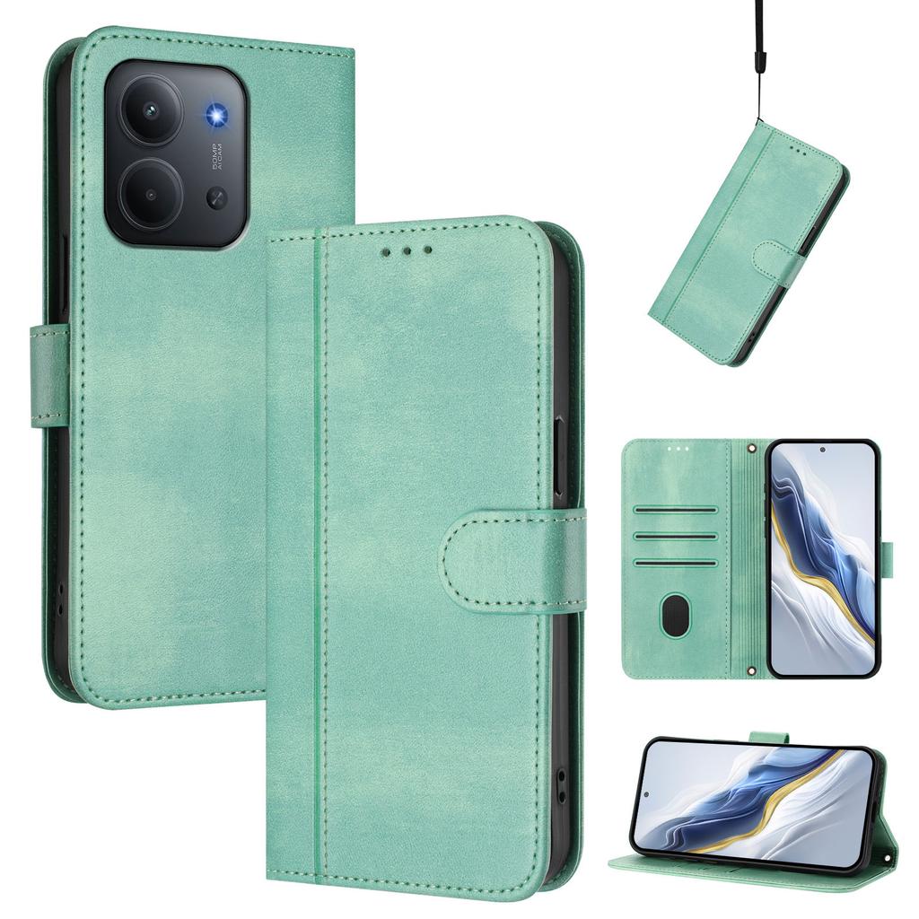 For Xiaomi Redmi 15C 4G (171mm) Cases Wallet Stand Retro Texture Leather Phone Cover with Lanyard