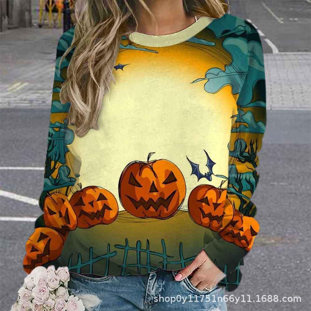 

Ранняя осень Свитер Хэллоуин Свободный Контрастный цвет Тыква Вечеринка Принт Свитер Осень Зима Девушка S