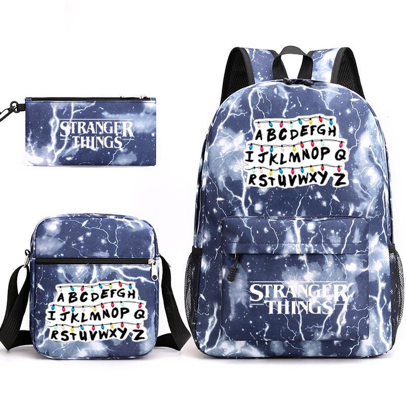 Stranger Things Stranger Things Stranger Backpack Shoulder Pencil Bag Three-Piece Starry Sky Student School Bag One size fits all