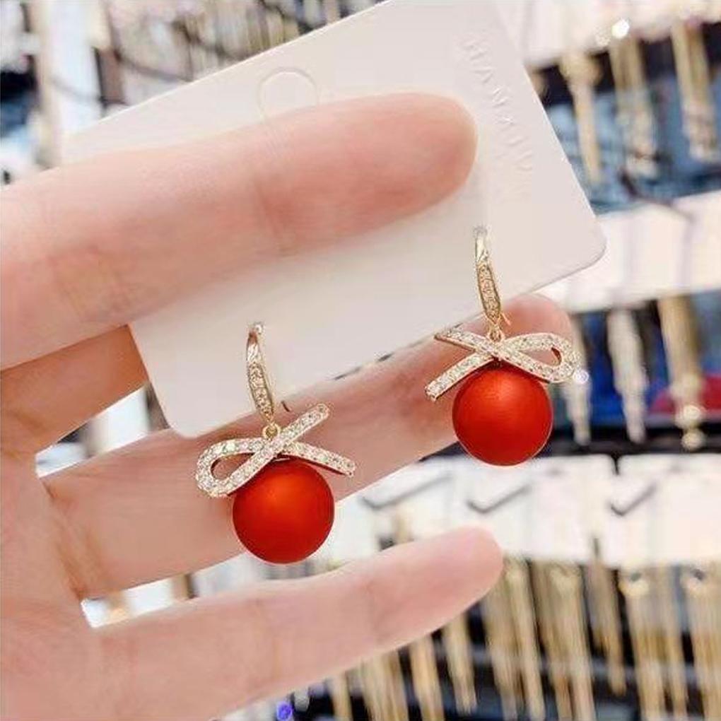 1 Pair Alloy Earring Ear Pendent Xmas Gift Attractive Multipurpose DIY Prop Zircon Decorative Festival Accessories