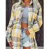 2026 Women's Pink Plaid Loose Long Sleeve Shirt Jacket