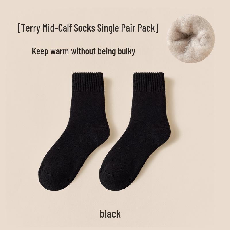 Women's Thick Fleece-Lined Mid-Calf Winter Socks - Imitation Cashmere for Warmth