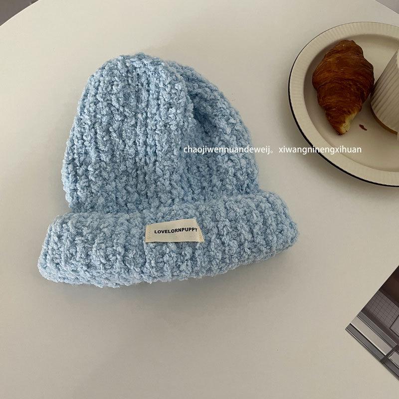 Ice cream color~ solid color soft glutinous women's comfortable autumn and winter warm ear protection wool knitted hat