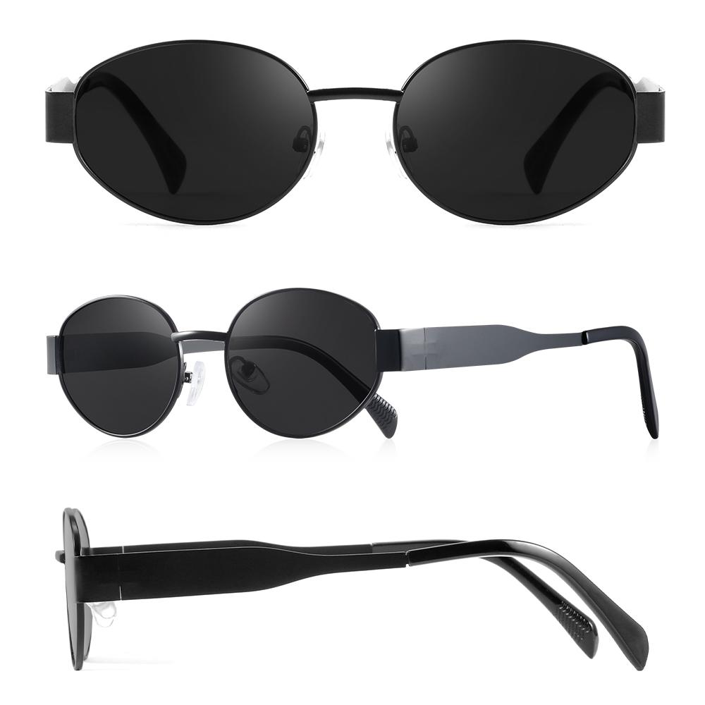 New  Oval Sunglasses Women Personality Metal Small Round Fashion Glasses Beach Accessories Female Glasses Shades Uv400