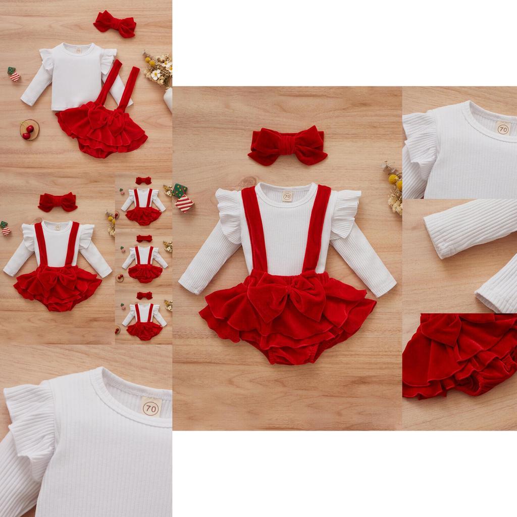 Söt och mysig juloutfit för babyflickor med långärmad topp och kjol
