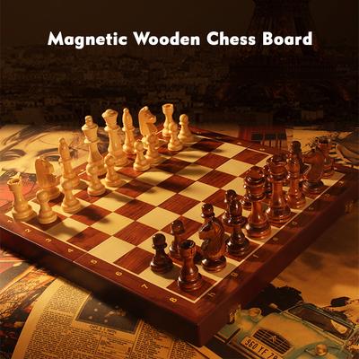 Magnetic Wooden Chess Board Set Folding Travel Chess Board Game Sets for Adults Kids
