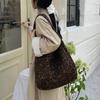 Women's Fashion Shoulder Bag Suede Leopard Pattern Large Capacity Magnetic Clasp Handbags Lightweight Shopper Totes