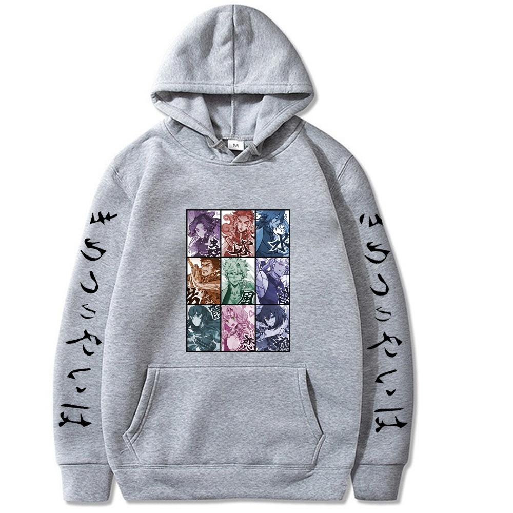 Japan Anime Demon Slayer Übergroßer Hoodie Herren Harajuku Cartoon KamadoTanjirou Und Freund Poster Grafik Unisex Kapuzensweatshirt