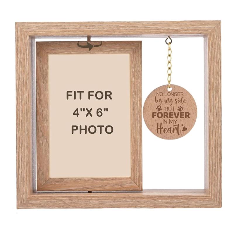 

Dog Cats Memorial Photo Holder Paws Print Wooden Rotating Picture Frame for 4x6Inch Photo Display Pet Loss Sympathy Gift 1