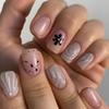 24 Piezas de Uñas Francesas Cuadradas Cortas Postizas Rosadas Acrílicas con Lazo de Perla Puntas de Uña de Cobertura Completa Extraíbles