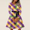 Damen Casual Mode Langarm Vintage Lange Kleider
