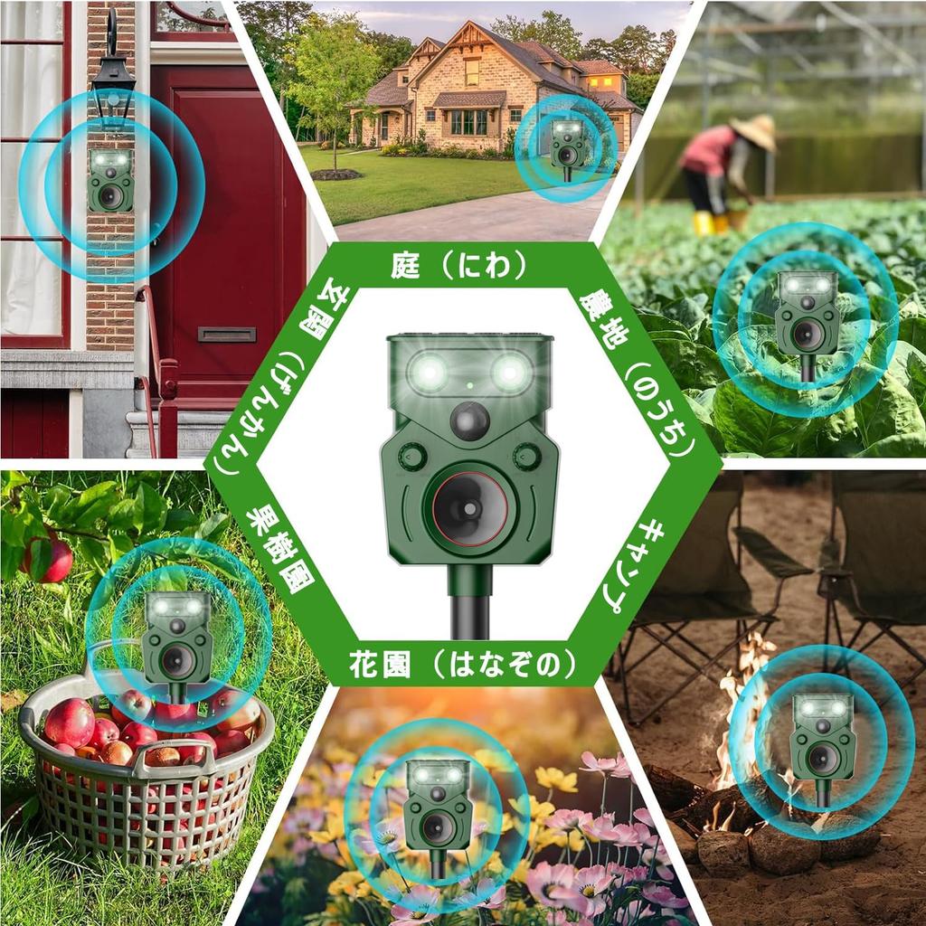 Amzhfeng Ultrasonic Animal Cat Repellent Latest Pest Control Repels and IP65 Large Capacity Long Standby USB Solar LED PIR Motion 5 Repellent 10m