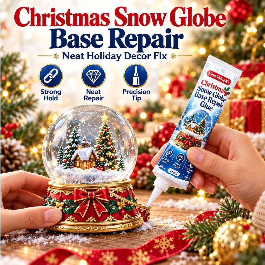 Christmas Snow Globe Base Repair Glue, Strong Hold Precision Tip for Holiday Decor Fix, Easy Clean Display Ready