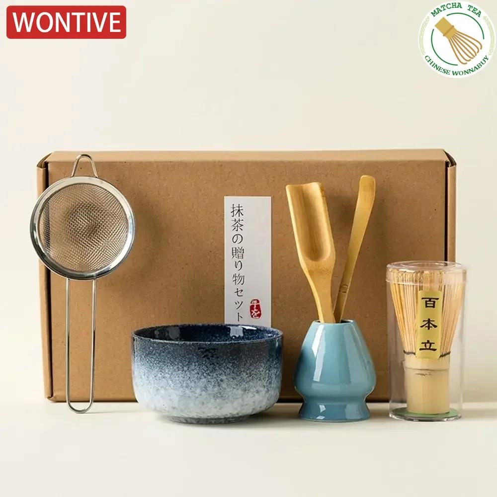 6Pcs 4Pcs Tea Whisk Brush Set Bamboo Matcha Whisk Scoop and Holder Matcha Bowl with Strainer Japanese Matcha Ceremony Accessory