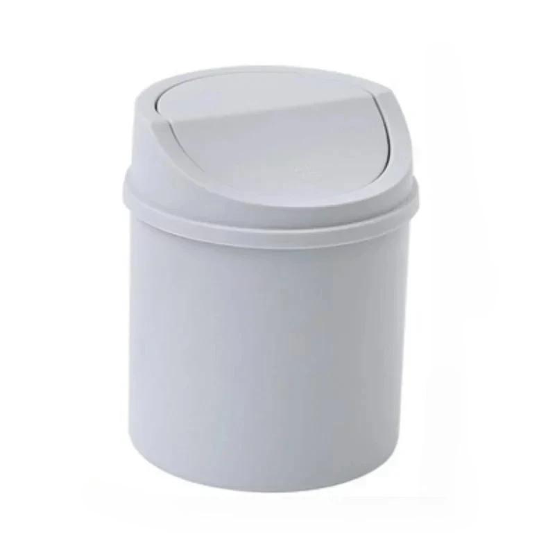 

Bedroom Trash Can Garbage Can Clean Workspace Storage Box Home Desk Mini Desktop Bin Small Trash Can Tube with Cover сірий