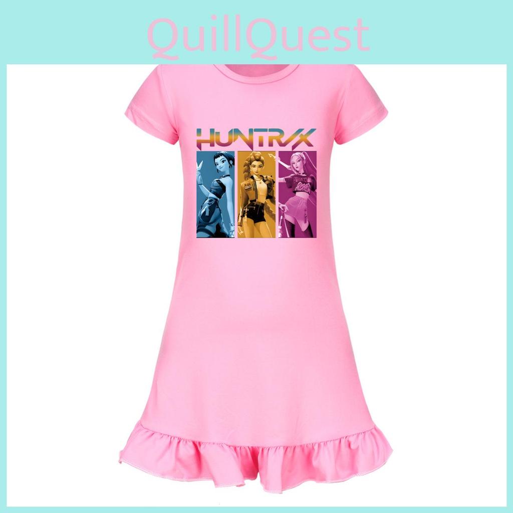 Hunters Kpop Demon Girl Sleep Dress With Ruffle Skirt For Kids Lounge Sleep And