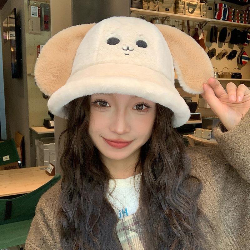 Rabbit Ears Fisherman Hat Children Autumn and Winter Cartoon Versatile Warm Ear Protector Hat Student Fashion Cold Hat Tide