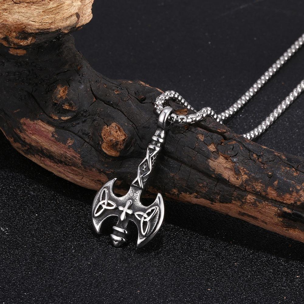 Personalized Vintage Viking Axe Men'S Titanium Steel Pendant, Necklace