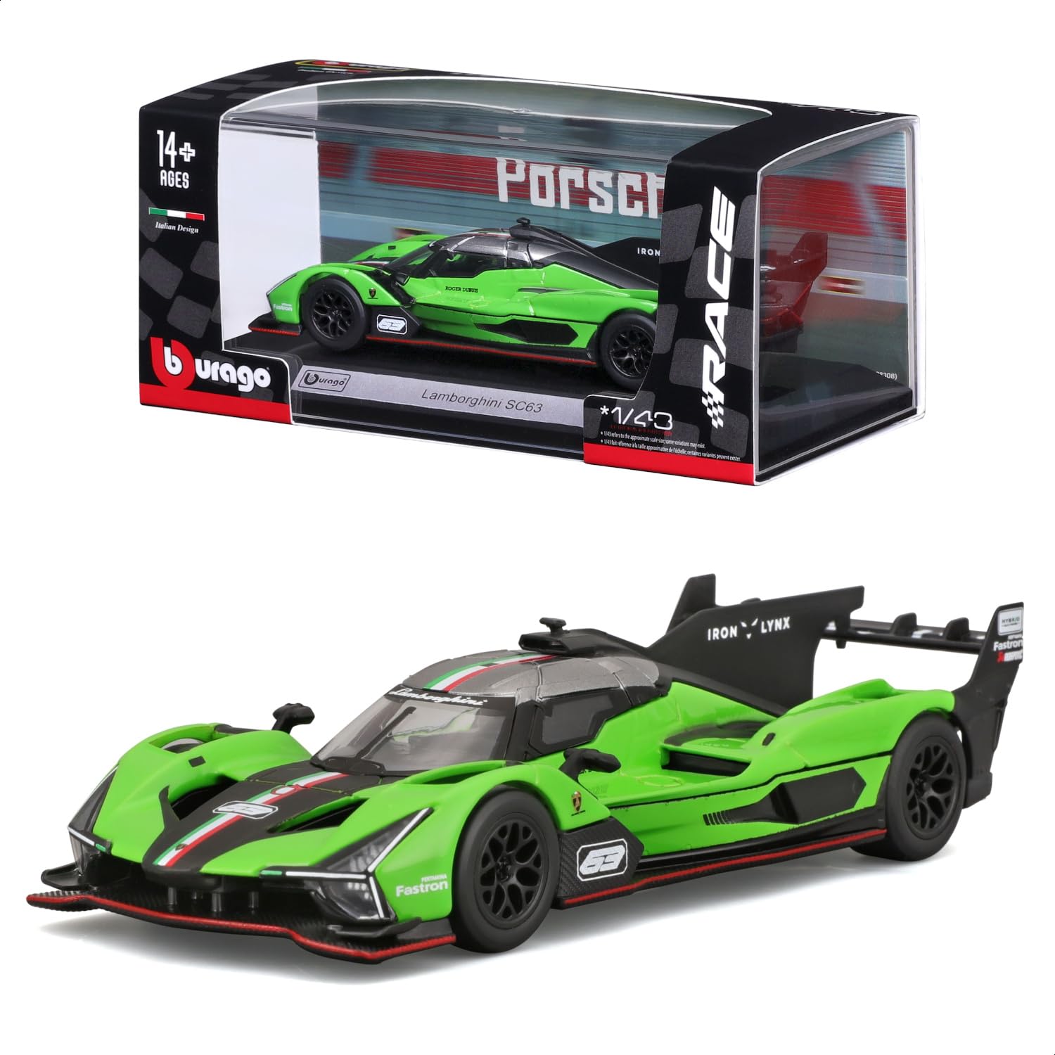 

Bburago 1/43 Lamborghini SC63 LMDh Green / Race Sports Car Diecast Model Car Finished Product 18-38315