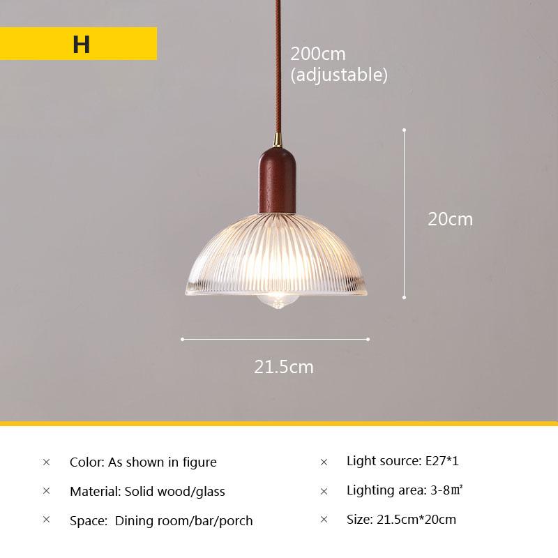 Nordic glass pendant lamp Japanese log wind cafe restaurant three small chandelier bedroom bedside bar dining table lamps