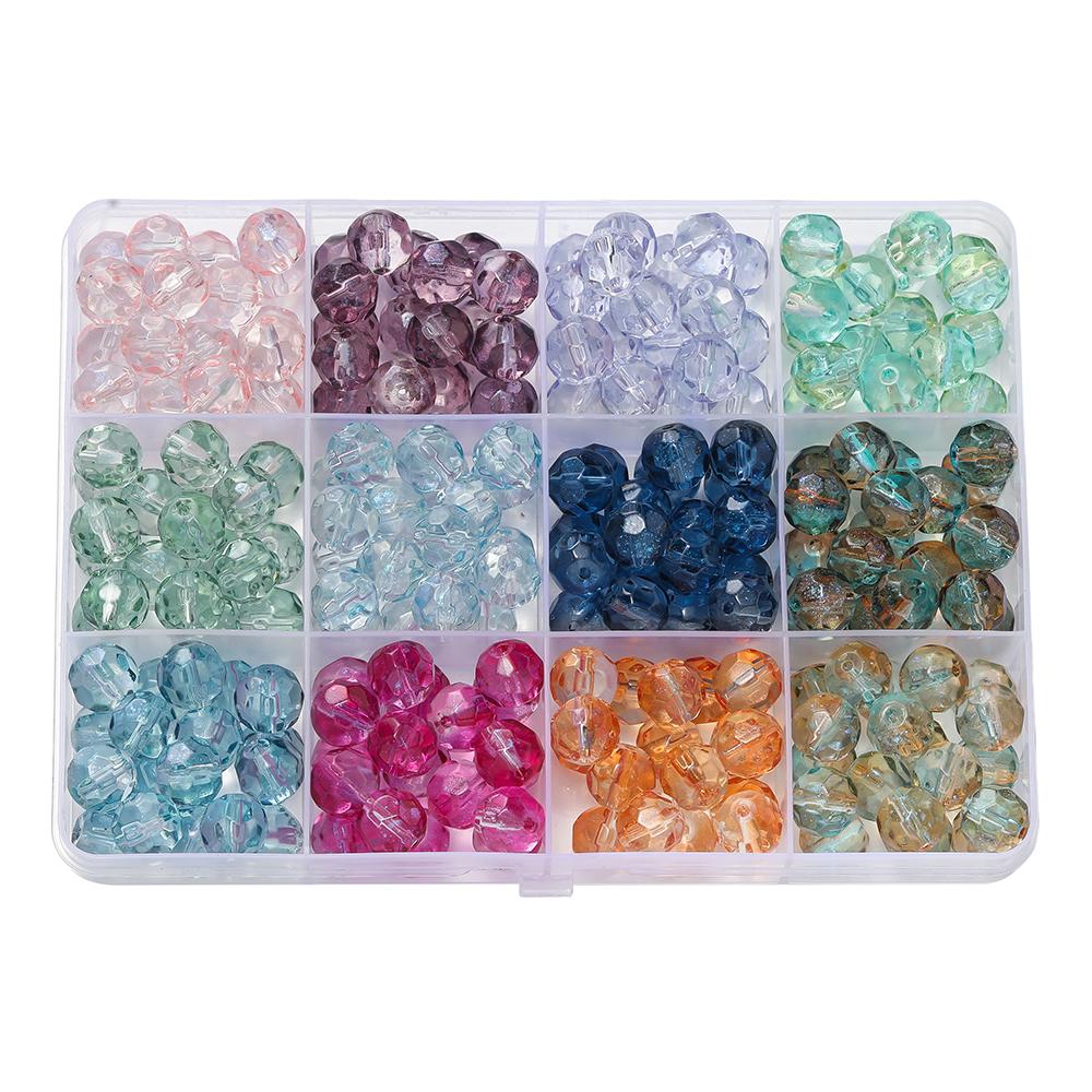 50 Stück 10mm Facettierte Kristallglasperlen Runde Abstandshalter Lose Perlen für DIY Armband Schlüsselanhänger Halskette Schmuckherstellung Zubehör