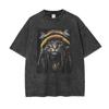 Vintage Gewaschen Trauriges MiauKatze Grafik T-Shirt Herren Damen Streetwear Retro Melancholisches Katzen Design Kurzarm Oberteil Sommer Mode
