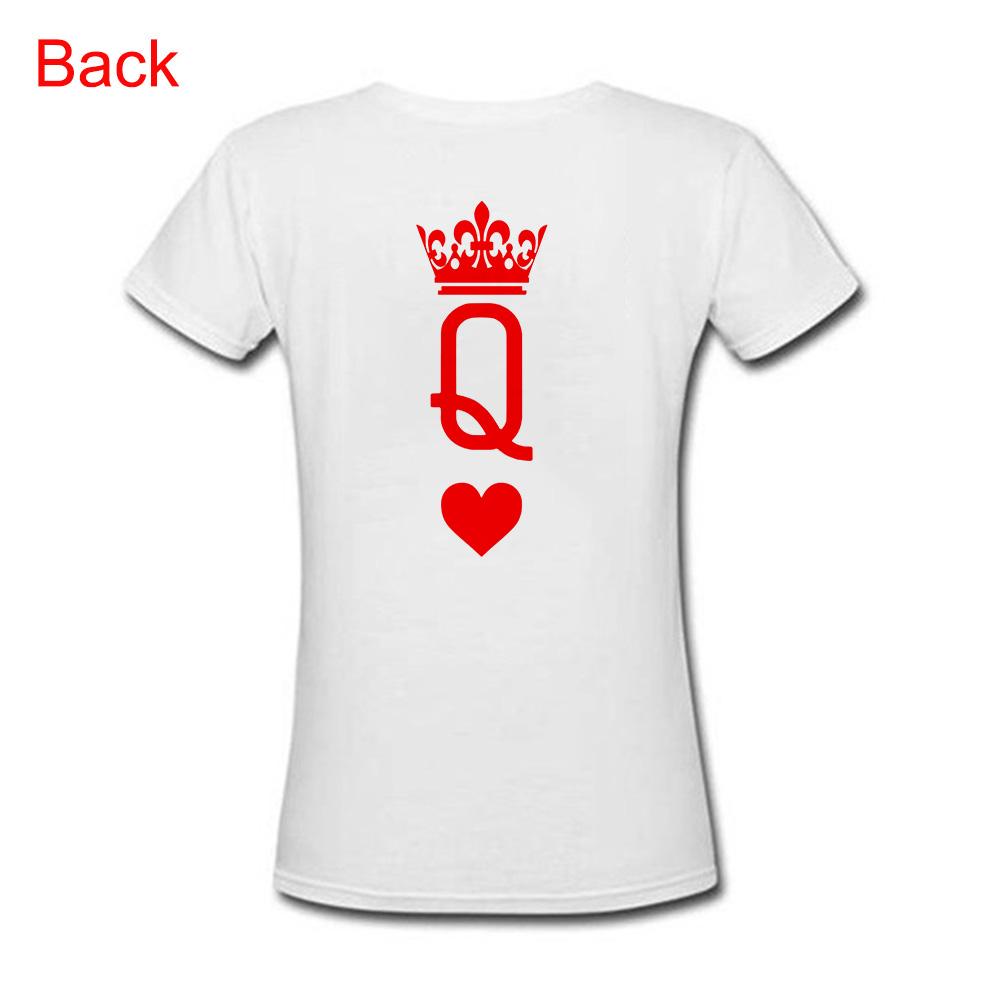 King Queen Crown Print Couple Matching Short Sleeve T Shirt Valentine S Day Gift For Girlfriend