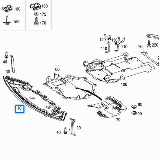 Mercedes-Benz W204 GLK300 Protecție Inferioară Bară Față, Numere de Piesă 2045201523, 2045202123