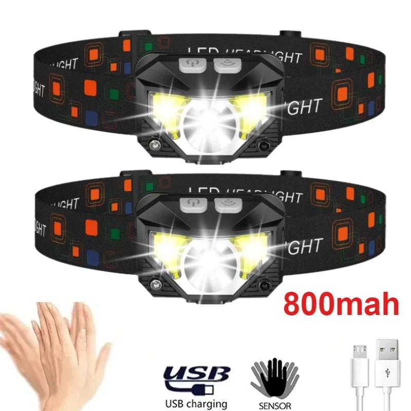 8 Modes LED Headlight Handfress Motion Sensor Powerful Headlamp Head Lamp COB Flashlight Torch Camping Fishing LED Head Light