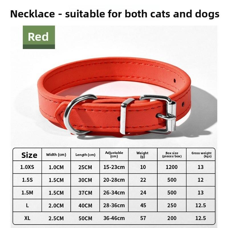 Pet Collar Large Dog Chain Waterproof and Wear-resistant Dog Cat Collar PU Leather Medium and Small Dog Bell Collar