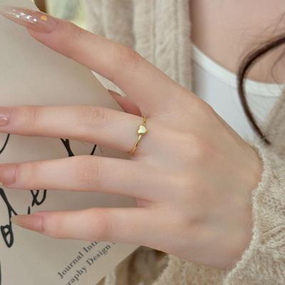S925 Sterling Heart Open Ring - Women's Simple Design