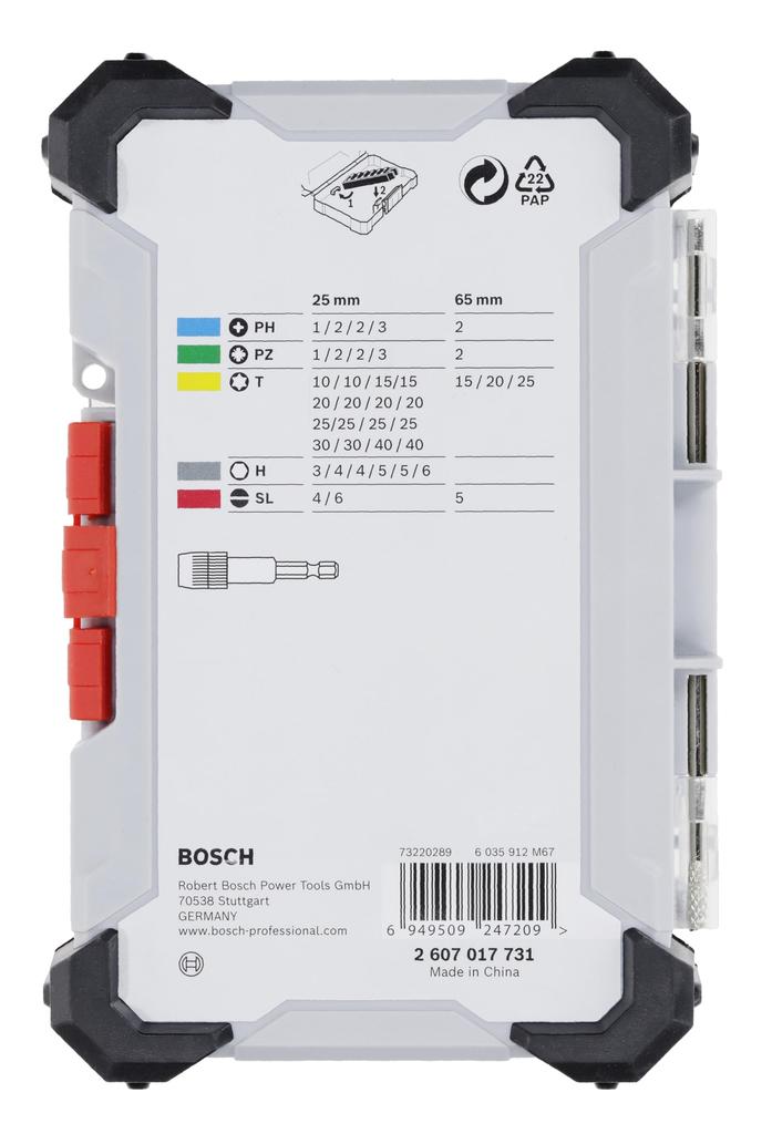 Bosch Screwdriver Bit Set hex 9mm groove case 2607017731 (40 bits, 6.35mm shaft, shank, included)