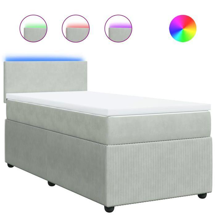 VidaXL Sommier à lattes de lit et matelas Gris clair 100x200cm Velours 3289956