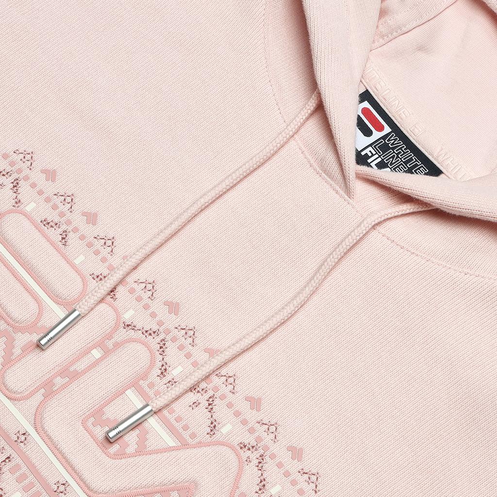 Fila Solid Color Hooded Knit Pullover Sweatshirt Women Tops Cinnamon Apricot F11W347201ALP